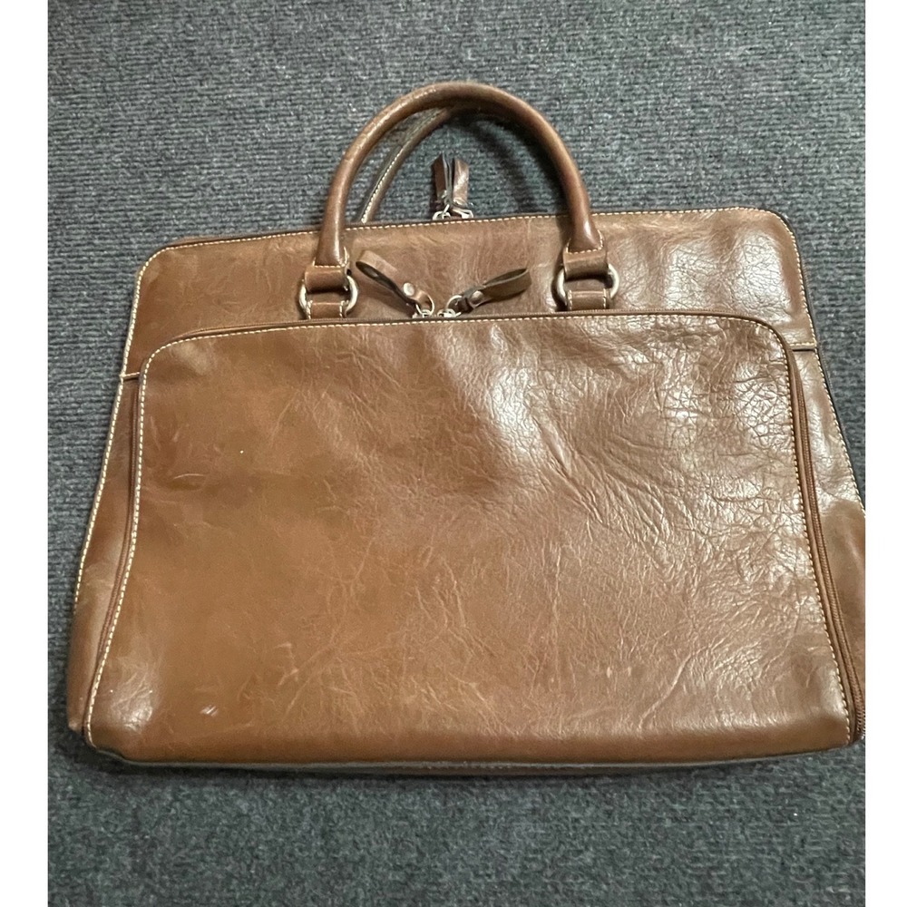 Bueno Brown Faux Leather Laptop Bag Briefcase Professional Work Bag 15 Inch